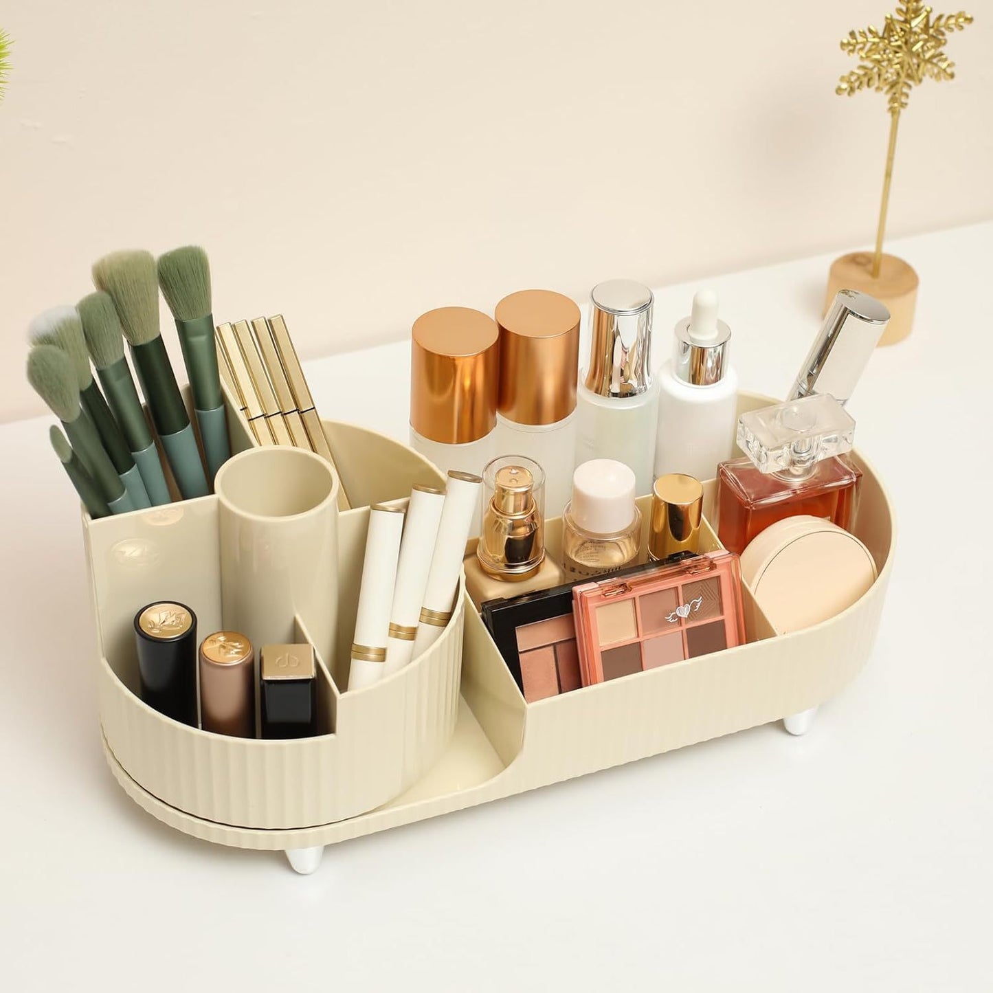 Organizador Giratorio de Maquillaje ORVIA – Gran Capacidad y Estilo 360°