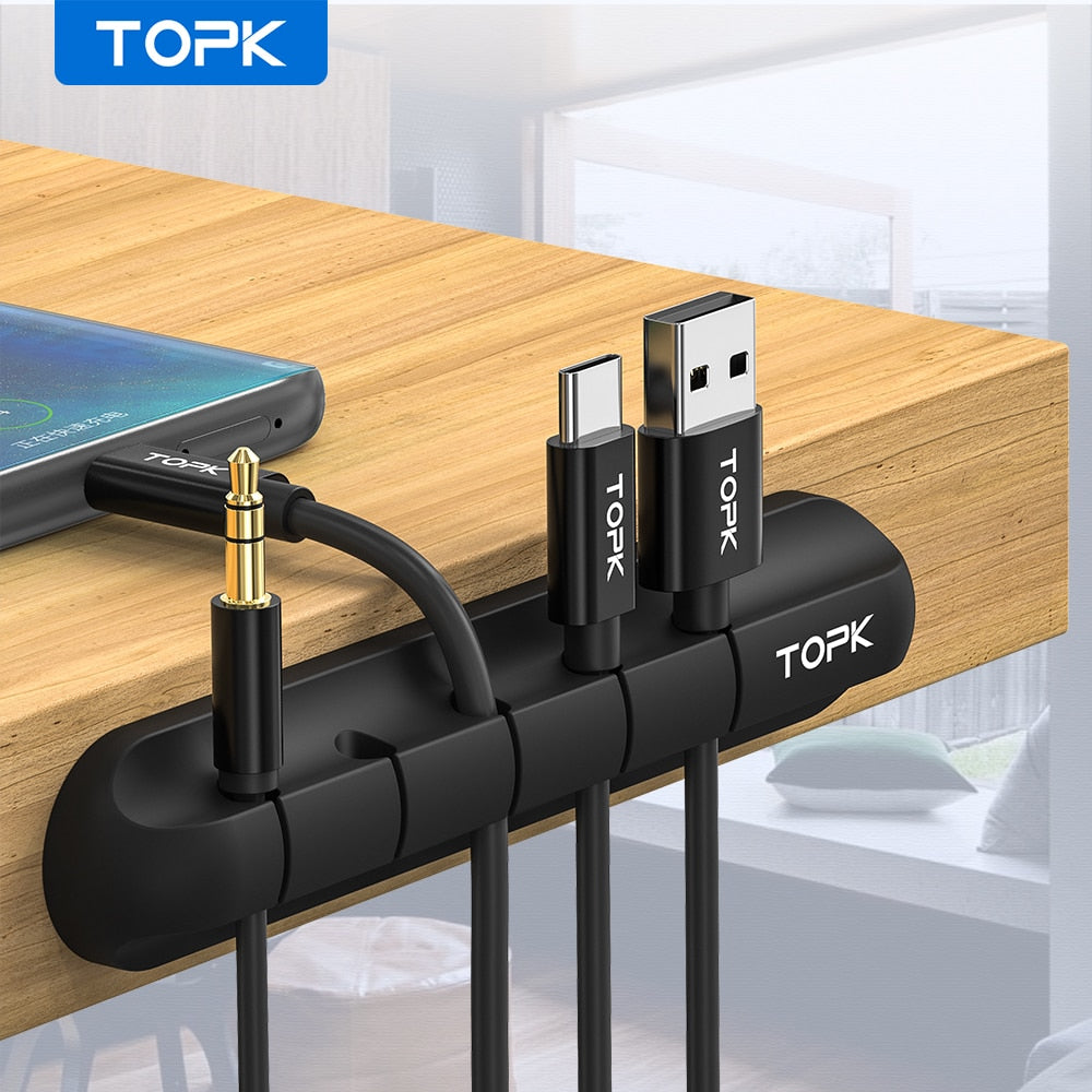 Organizador de Cables de Silicona para Escritorio