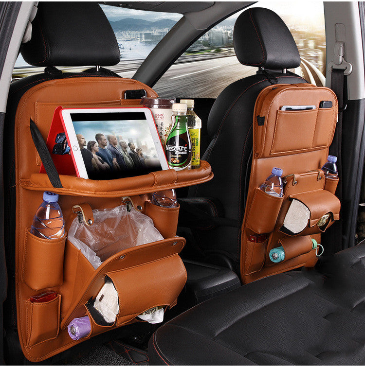 Organizador de Asiento para Auto de Piel Premium 🧼👜 | Multiuso con Porta Basura, Porta Teléfono y Más