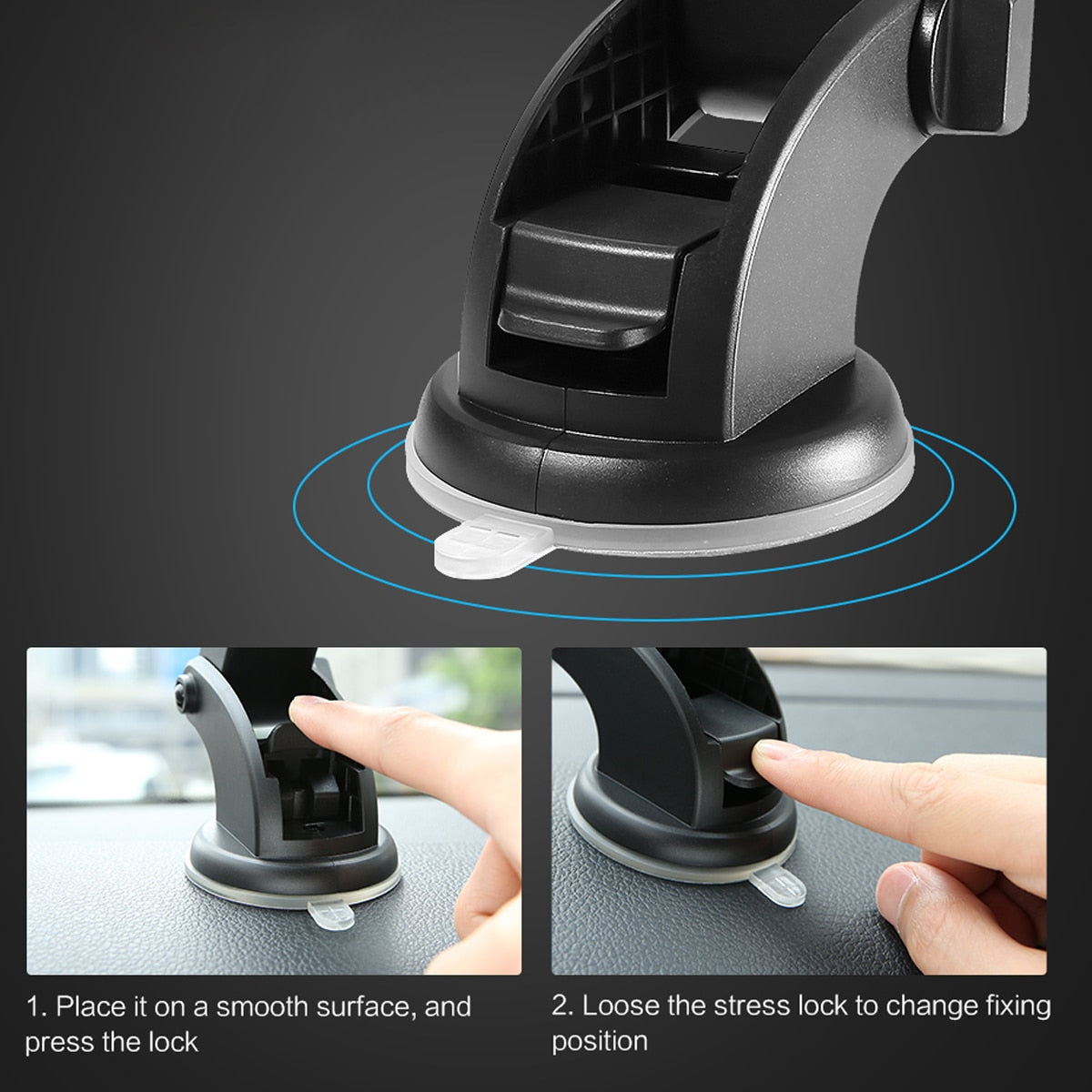 Soporte Telescópico para Celular – Auto con Ventosa Ultra Fuerte 360°
