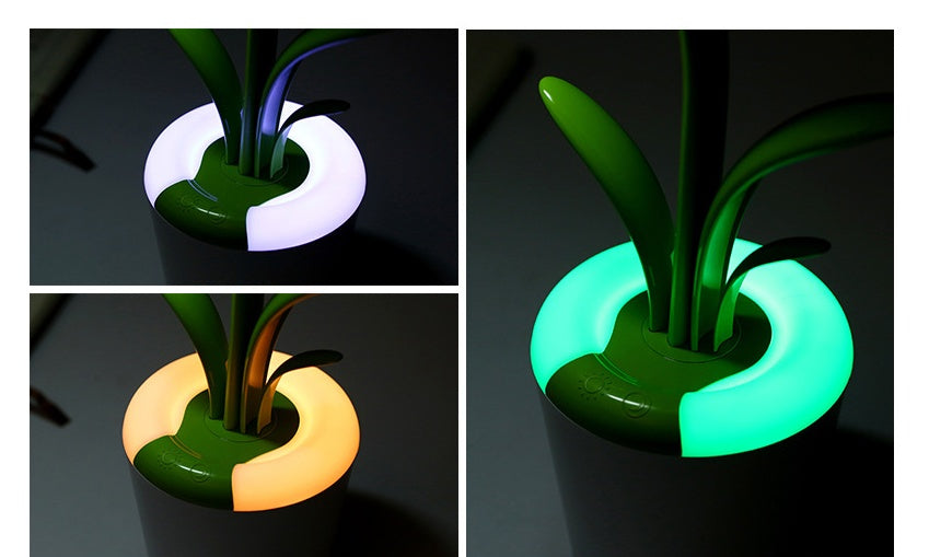 Lámpara LED USB con Luz Nocturna  Recargable y Portátil – Diseño de Planta Decorativa para Dormitorio u Oficina