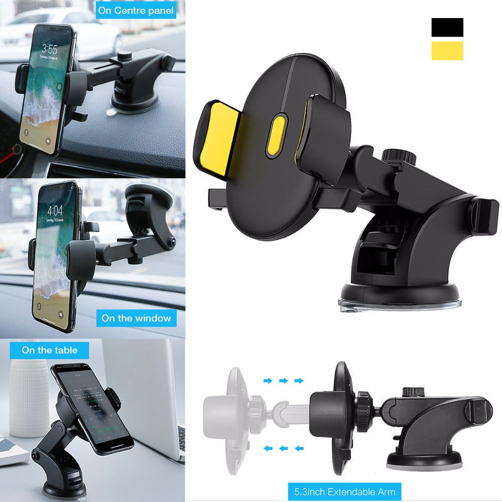 Soporte Telescópico para Celular – Auto con Ventosa Ultra Fuerte 360°