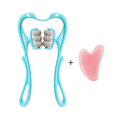Masajeador Cervical 6 Rodillos con Jade Natural – Diseño Ergonómico Tipo Cisne