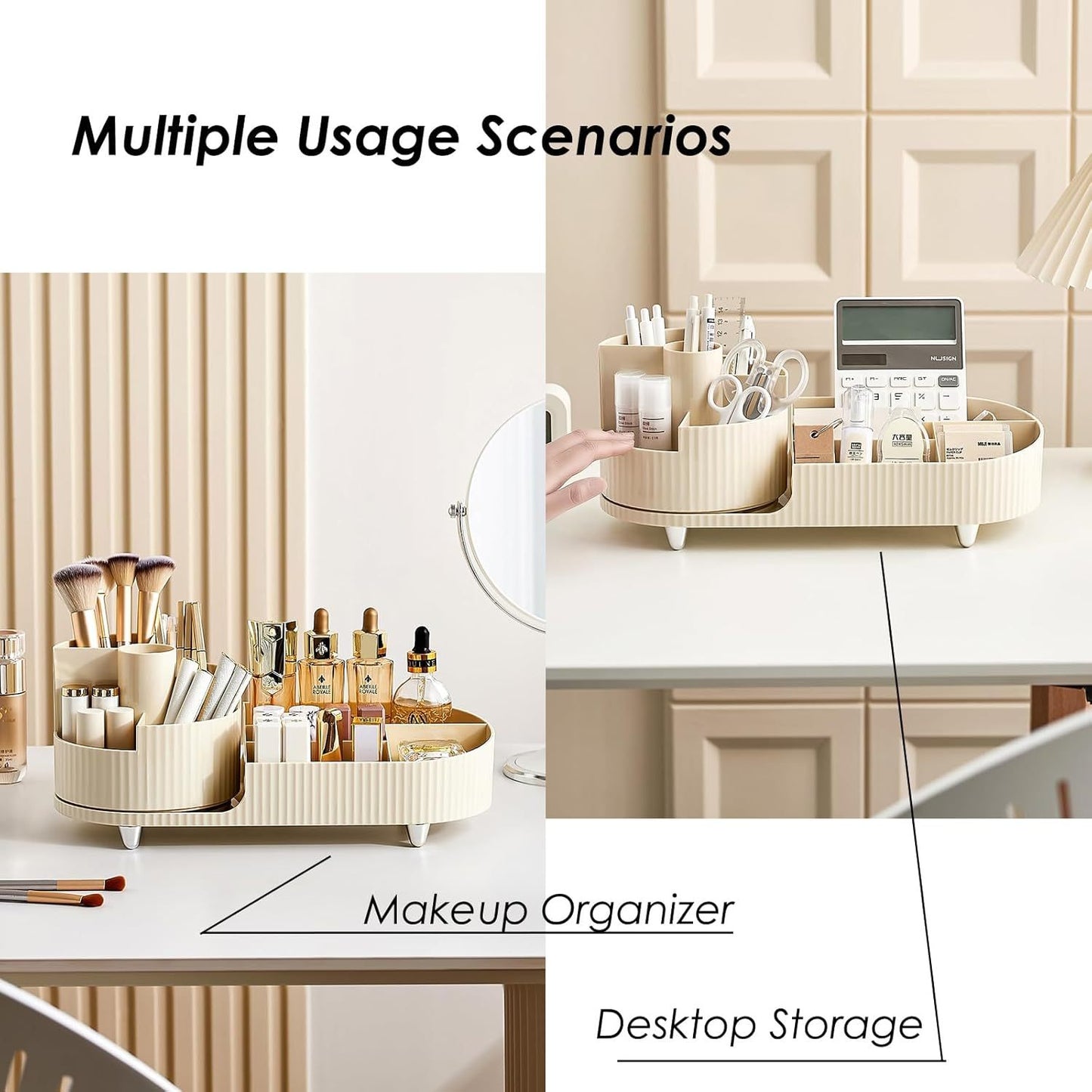 Organizador Giratorio de Maquillaje ORVIA – Gran Capacidad y Estilo 360°