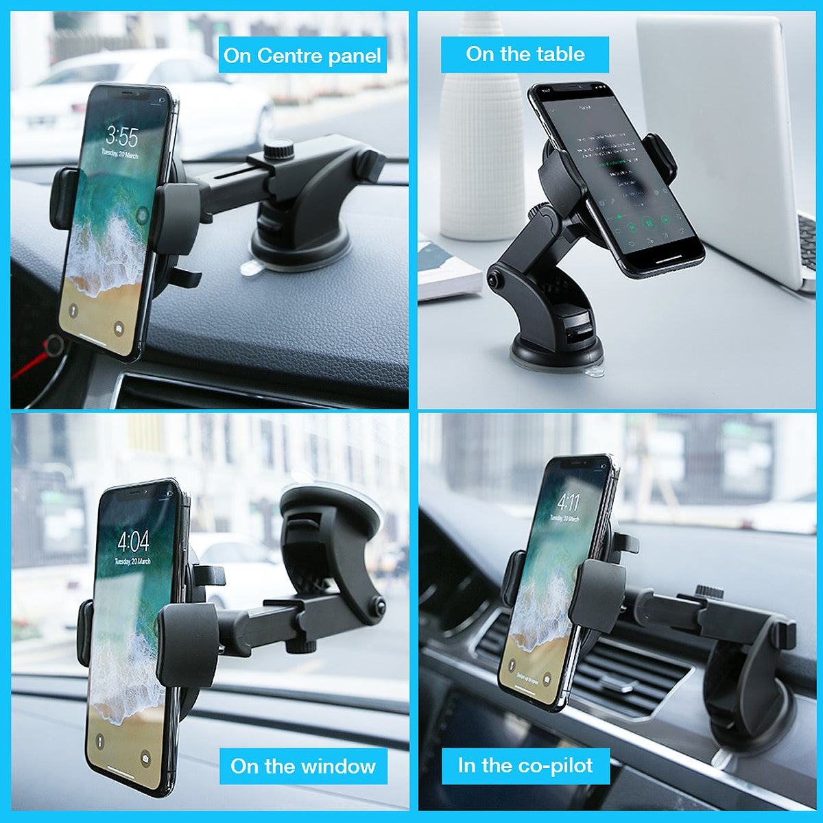 Soporte Telescópico para Celular – Auto con Ventosa Ultra Fuerte 360°