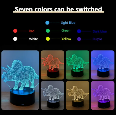 🦖💡 Lámpara LED Dinosaurio 3D – ¡Iluminación mágica y divertida! 💡🦖