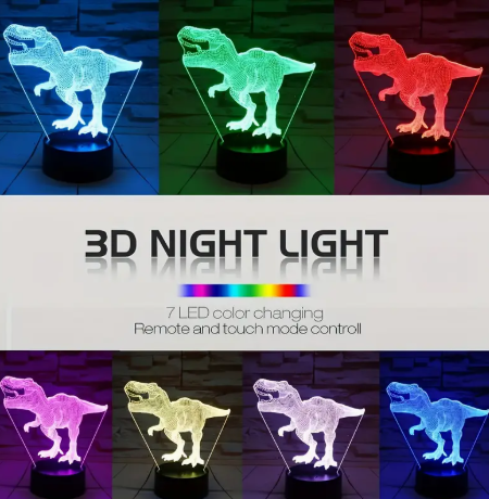 🦖💡 Lámpara LED Dinosaurio 3D – ¡Iluminación mágica y divertida! 💡🦖