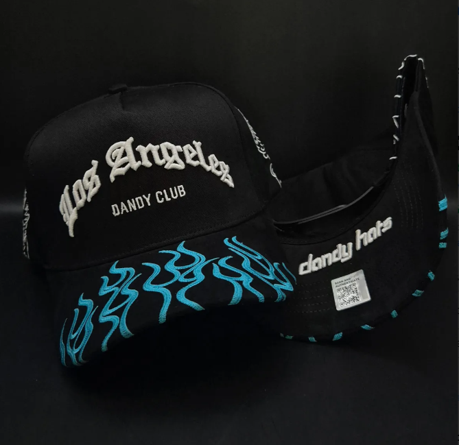 Gorra Dandy Hats “Los Angeles” 🔥 Flamas Azules – Edición Premium Club