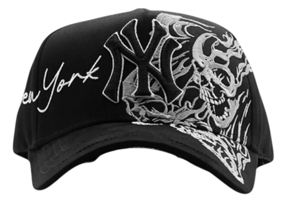 Gorra Dandy Hats 🧢 “Skeleton NY” Calavera & New York Yankees – Edición Streetwear Negra