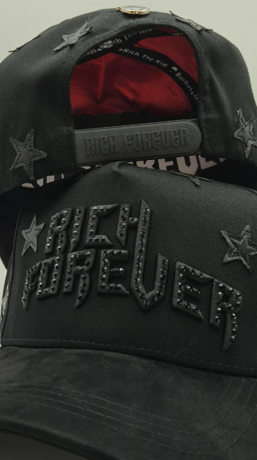 Gorra El Barbas Hats “Rich Forever” Chrome Negra ⭐️ Edición G5 de Lujo