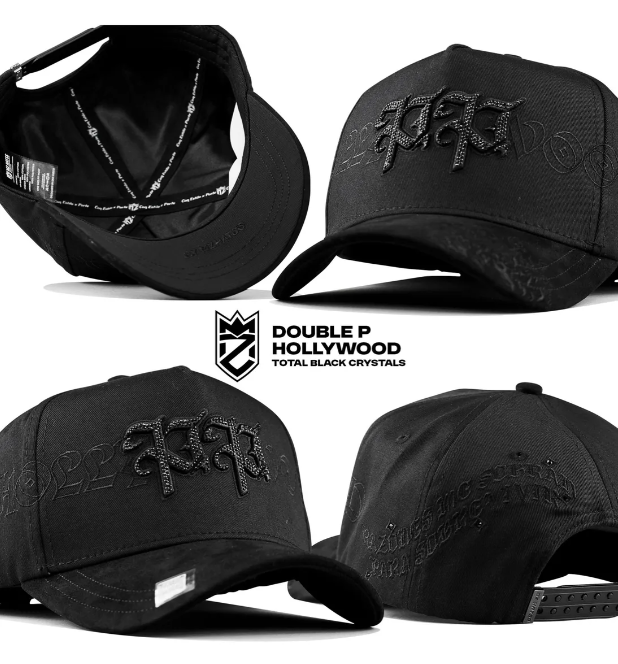 🖤 Gorra MZ Hats Hollywood Crystals | Edición La Doble P | Negra con Pedrería 💎