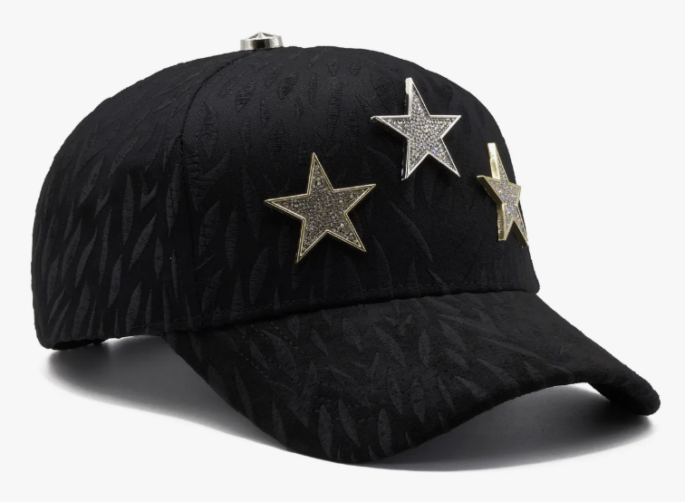⭐ Gorra Barbas Hats X CT Rockstar | Estilo Brillante con Estrellas Metálicas | Negra Ajustable