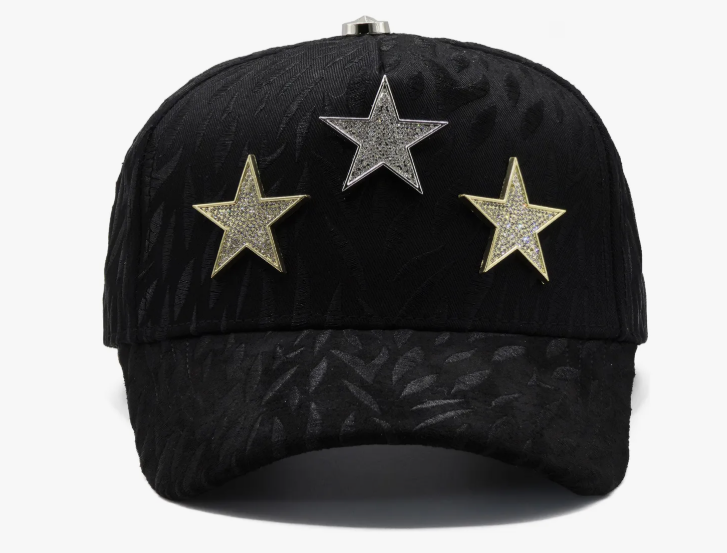 ⭐ Gorra Barbas Hats X CT Rockstar | Estilo Brillante con Estrellas Metálicas | Negra Ajustable