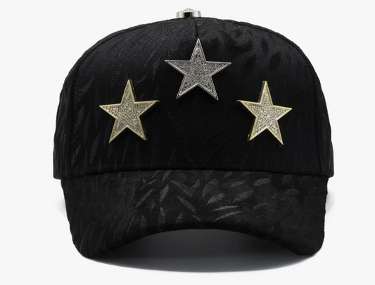 ⭐ Gorra Barbas Hats X CT Rockstar | Estilo Brillante con Estrellas Metálicas | Negra Ajustable