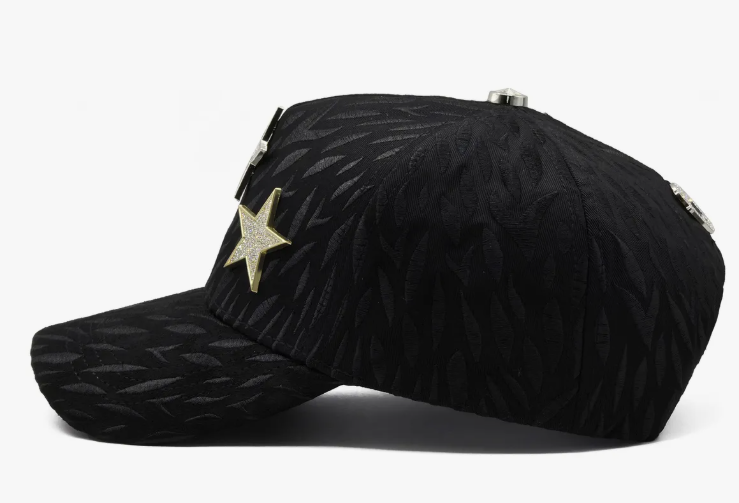 ⭐ Gorra Barbas Hats X CT Rockstar | Estilo Brillante con Estrellas Metálicas | Negra Ajustable
