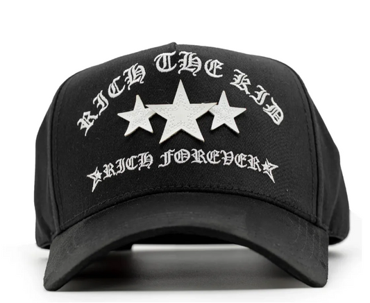 🌟 Gorra Rich Stars “RICH FOREVER” | El Barbas Hats Original | Negra Ajustable de Lujo