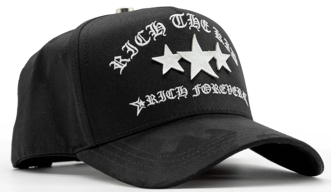 🌟 Gorra Rich Stars “RICH FOREVER” | El Barbas Hats Original | Negra Ajustable de Lujo
