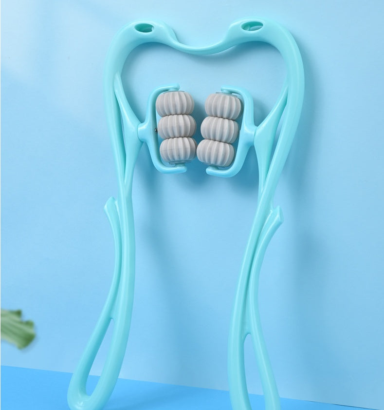 Masajeador Cervical 6 Rodillos con Jade Natural – Diseño Ergonómico Tipo Cisne