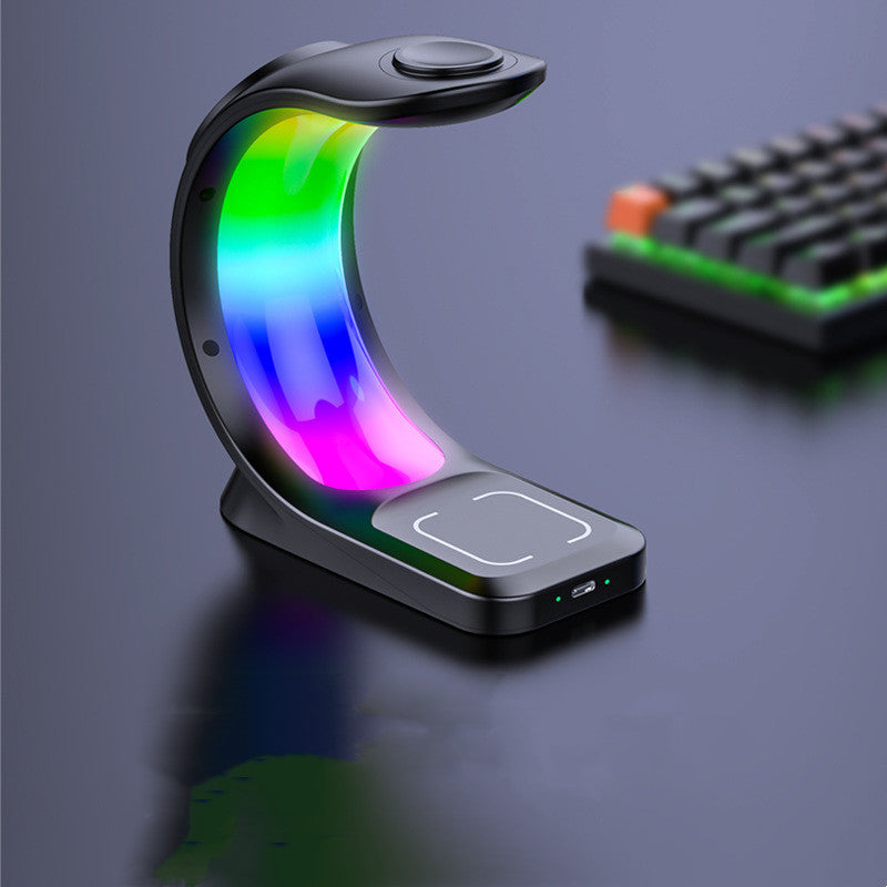 Base de Carga 4‑en‑1 con Luz RGB para iPhone, AirPods y Apple Watch